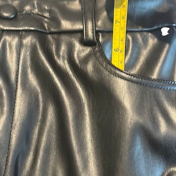 *NEW* Black Zip Fly Faux Leather Flat Front Wide Straight Leg Pants Ladies Small - Picture 10 of 11
